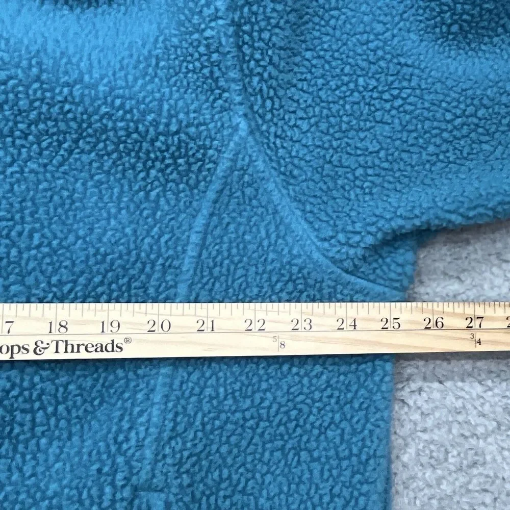 LL Bean Polartec Jacket Womens XL Full Zip Fleece Teal Blue Zip Pocket CabinCore